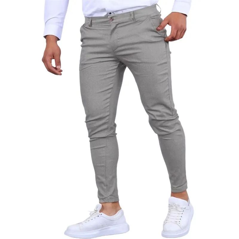 Men's Solid Color Slim Mid Waist Casual Pants 78453070Z sold by Manly