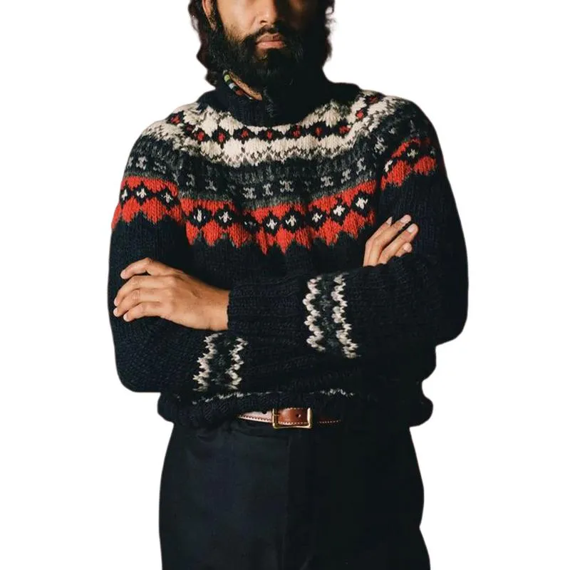 Men's Retro Colorblock Jacquard Sweater 27870879U sold by Manly