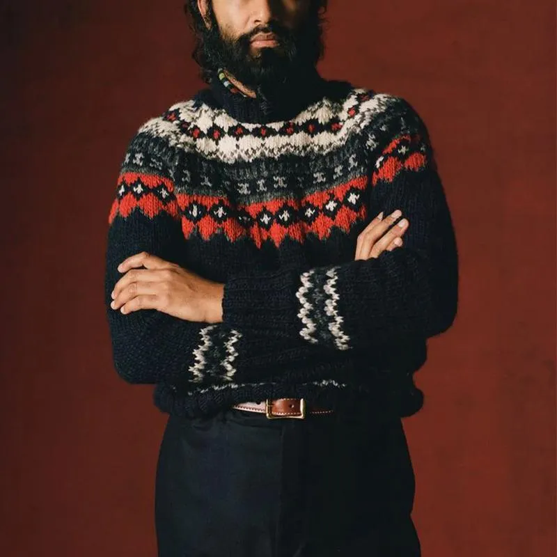 Men's Retro Colorblock Jacquard Sweater 27870879U sold by Manly product image thumbnail 2