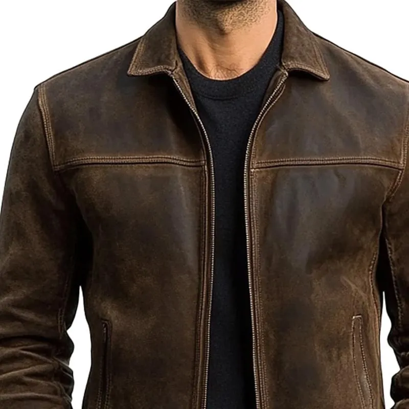 Men's Vintage Distressed Leather Jacket 34416789U sold by Manly product image thumbnail 3