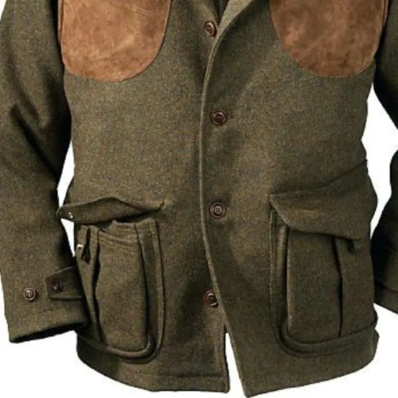 Men's Classic Vintage Casual Stitching Leather Multi-Pocket Wool Jacket 23979356K sold by Manly product image thumbnail 4