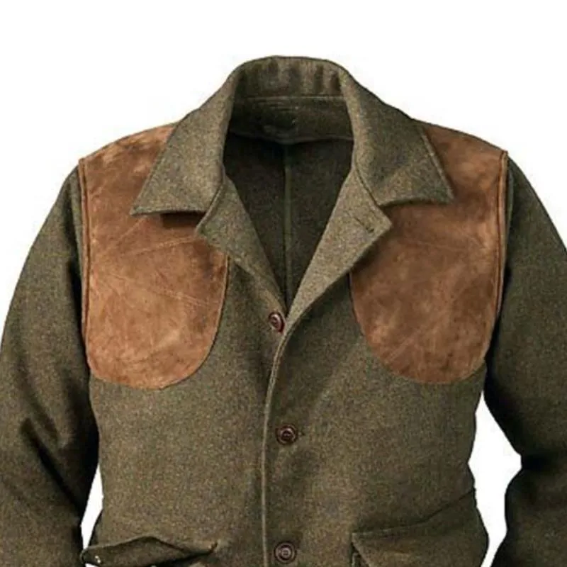 Men's Classic Vintage Casual Stitching Leather Multi-Pocket Wool Jacket 23979356K sold by Manly product image thumbnail 3