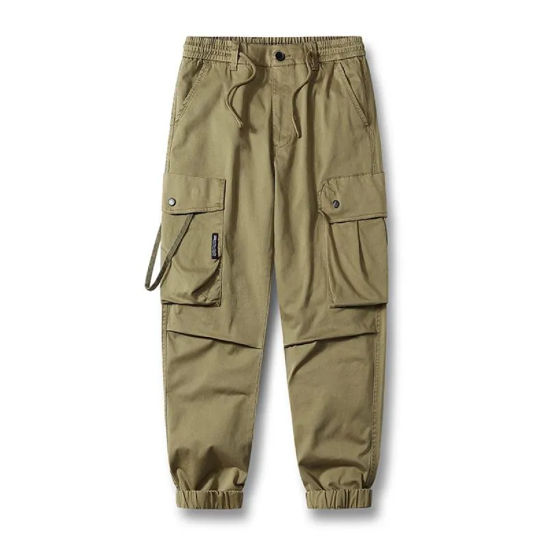Men's Casual Solid Color Washed Cotton Multi-Pocket Cargo Pants 66059164M sold by Manly