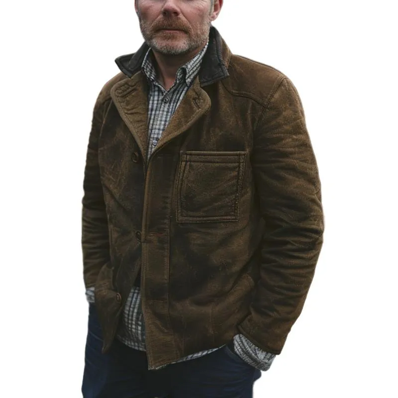 Men's Lapel Suede Jacket 80706914F sold by Manly