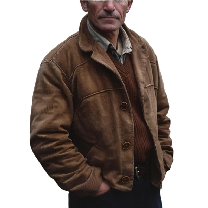 Men's Corduroy Lapel Casual Jacket 60311706F sold by Manly