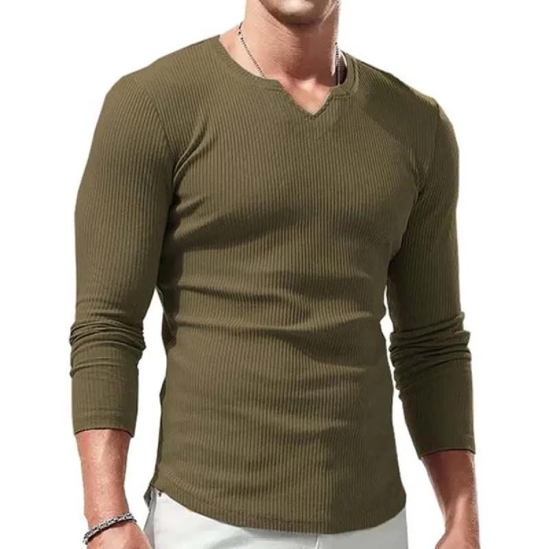 Men's Classic Casual Slim Fit Knitted Round Neck Long Sleeve T-Shirt 22155335K sold by Manly