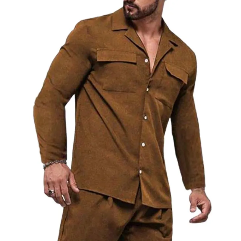 Men's Classic Retro Casual Light Suede Long Sleeve Shirt 96313842K sold by Manly