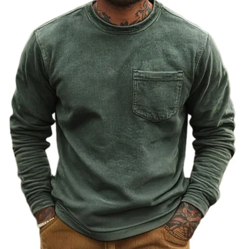 Men's Classic Retro Casual Pocket Corduroy Pullover Sweatshirt 68536286K sold by Manly