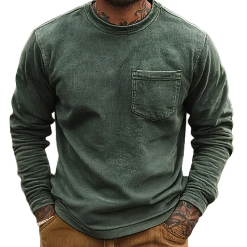 Men's Classic Retro Casual Pocket Corduroy Pullover Sweatshirt 68536286K sold by Manly