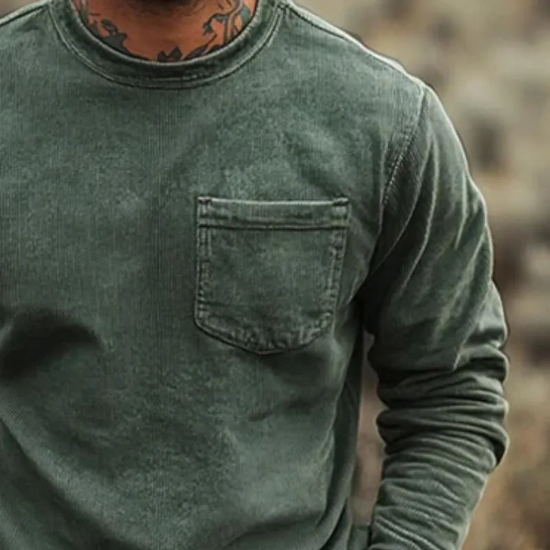 Men's Classic Retro Casual Pocket Corduroy Pullover Sweatshirt 68536286K sold by Manly product image thumbnail 3