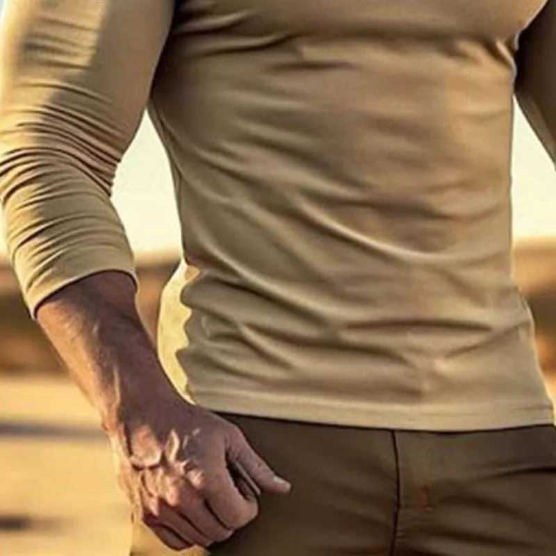 Men's Classic Casual Slim Fit Drawstring Round Neck Long Sleeve T-Shirt 70134055K sold by Manly product image thumbnail 4