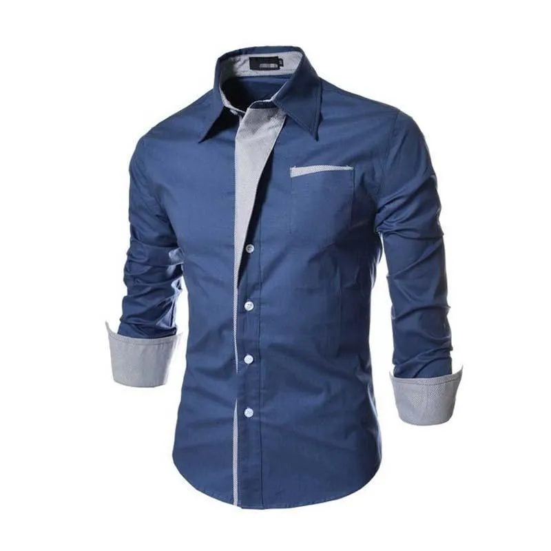 Men's Classic Design Patchwork Cotton Slim Fit Long Sleeve Shirt 30907788K sold by Manly