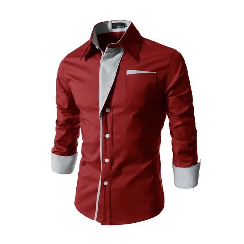 Men's Classic Design Patchwork Cotton Slim Fit Long Sleeve Shirt 30907788K sold by Manly product image thumbnail 2