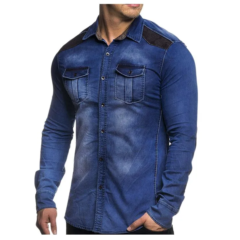 Men's Washed Denim Long Sleeve Shirt 05174445F sold by Manly
