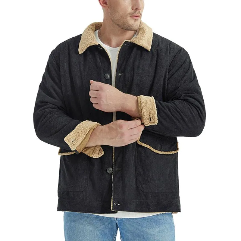 Men's Lapel Corduroy Composite Polar Fleece Casual Jacket 89223072F sold by Manly product image thumbnail 3