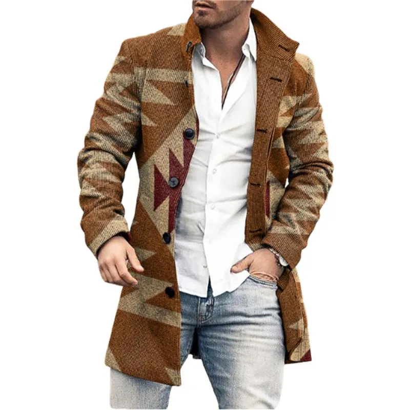 Men's Stand Collar Mid-length Woolen Coat 63034930F sold by Manly product image thumbnail 2
