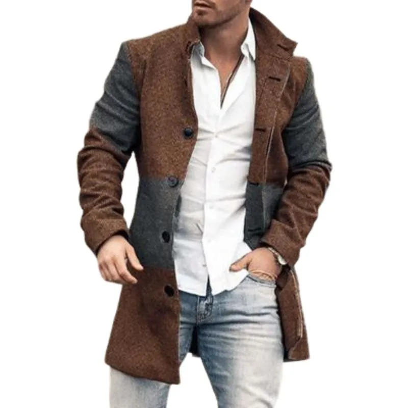 Men's Stand Collar Mid-length Woolen Coat 63034930F sold by Manly product image thumbnail 3