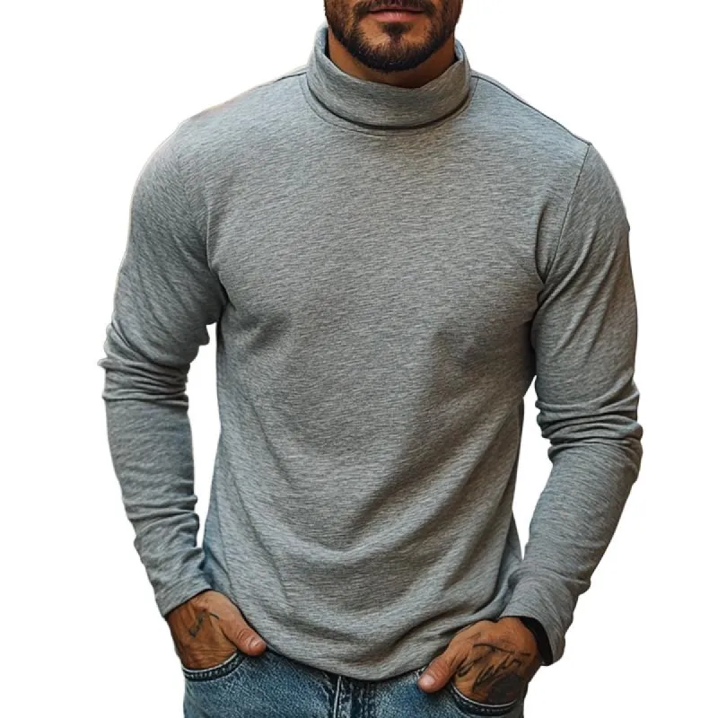 Men's Retro Casual High Neck Long Sleeve T-Shirt 37182651TO sold by Manly