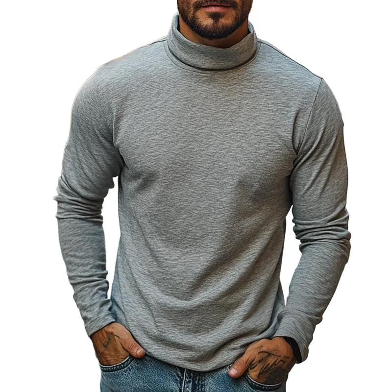 Men's Retro Casual High Neck Long Sleeve T-Shirt 37182651TO sold by Manly