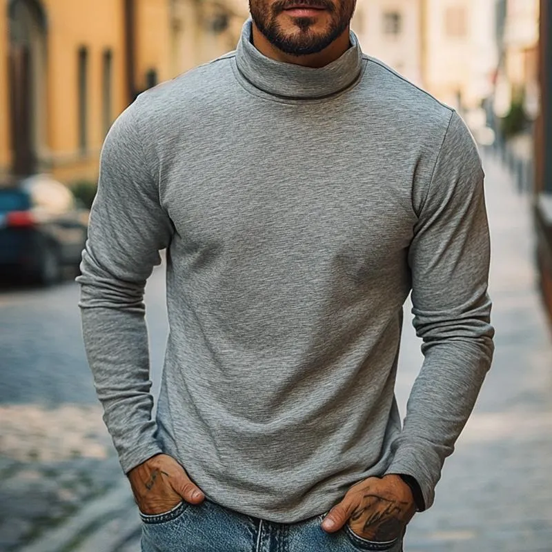 Men's Retro Casual High Neck Long Sleeve T-Shirt 37182651TO sold by Manly product image thumbnail 2