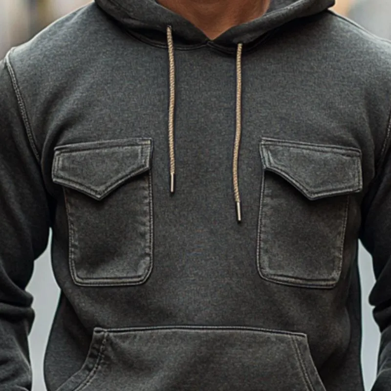 Men's Retro Casual Print Pocket Drawstring Hoodie 65292833TO sold by Manly product image thumbnail 3