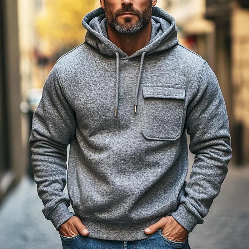 Men's Retro Casual Print Pocket Drawstring Hoodie 72097668TO sold by Manly product image thumbnail 2