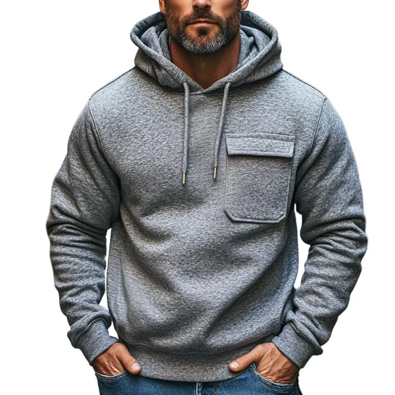 Men's Retro Casual Print Pocket Drawstring Hoodie 72097668TO sold by Manly