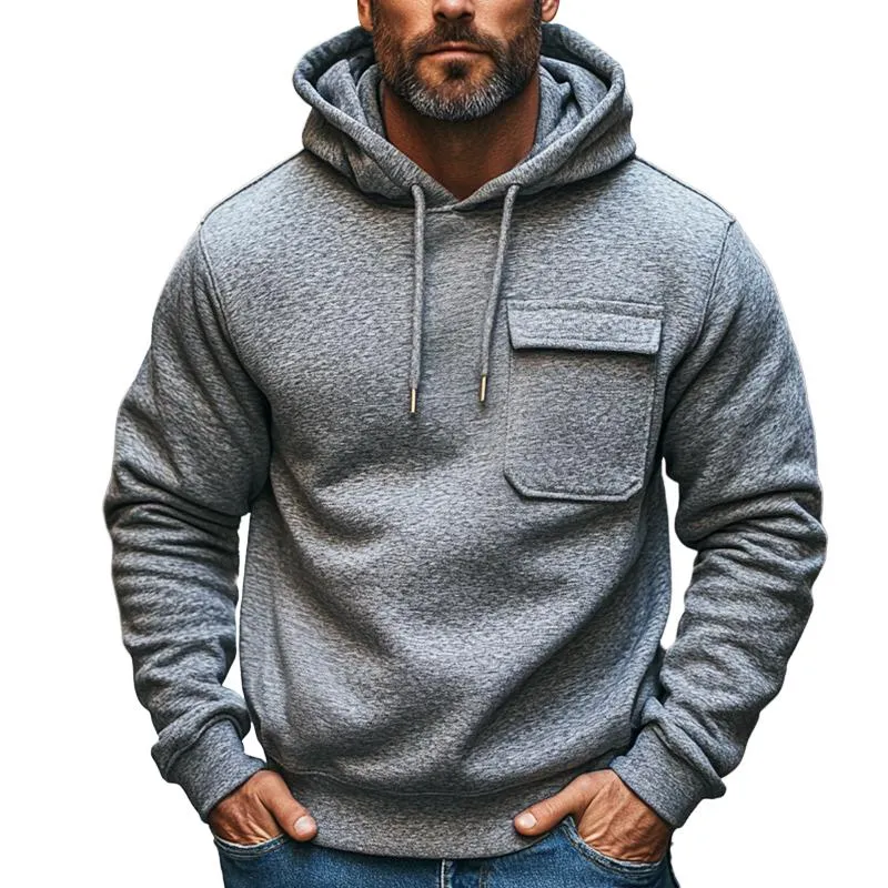 Men's Retro Casual Print Pocket Drawstring Hoodie 72097668TO sold by Manly