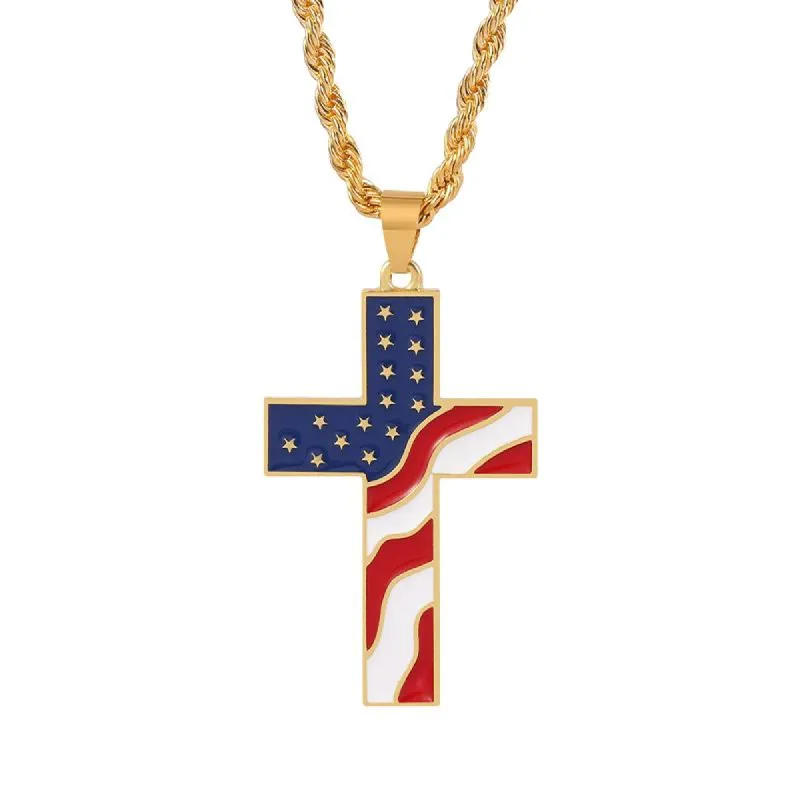 Vintage Casual American Flag Cross Necklace 65735606TO sold by Manly
