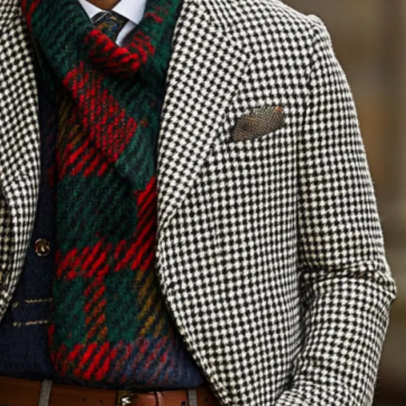 Men's Retro Business Houndstooth Lapel Single Breasted Coat 31557811Y sold by Manly product image thumbnail 2