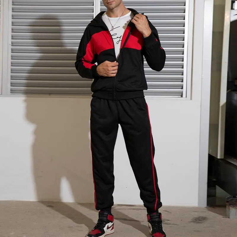 Men's Autumn and Winter Contrast Color Jacket and Pants Two-piece Sports Suit 25369488U sold by Manly product image thumbnail 3