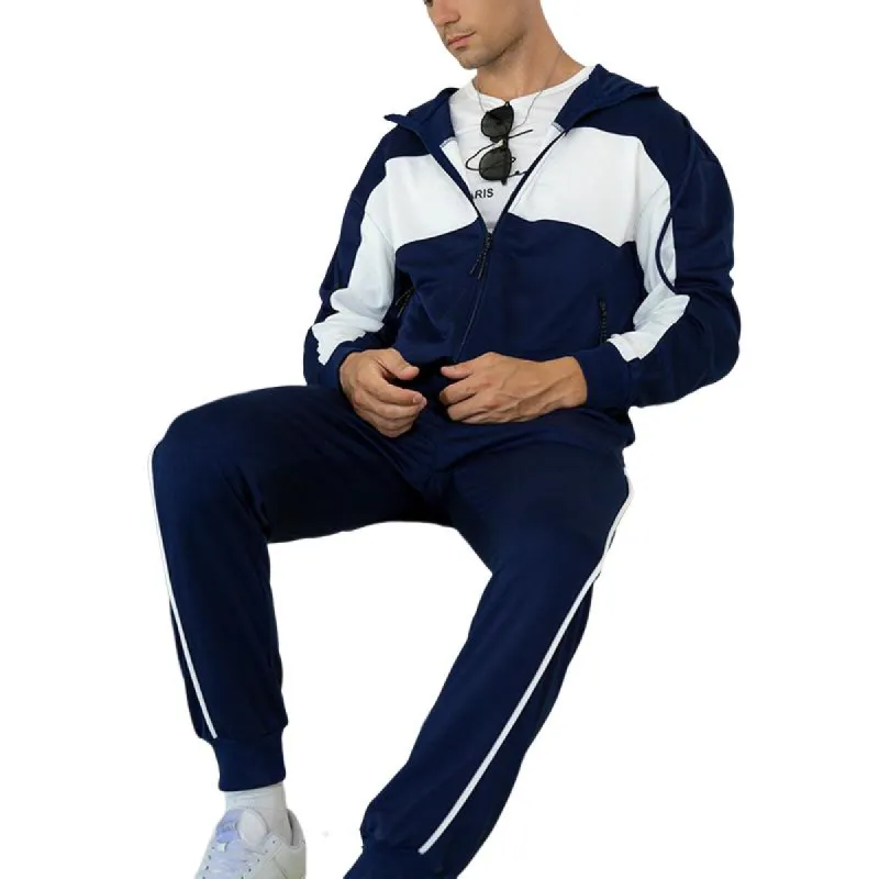 Men's Autumn and Winter Contrast Color Jacket and Pants Two-piece Sports Suit 25369488U made by Manly