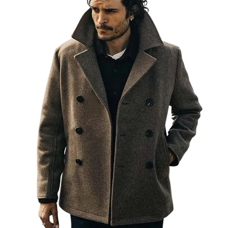 Men's Notch Lapel Double-breasted Short Coat 19352635U sold by Manly