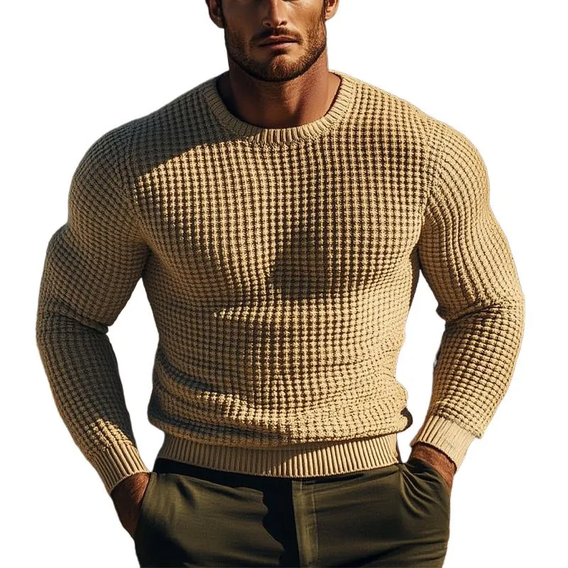 Men's Khaki Jacquard Knit Sweater 49143968U sold by Manly