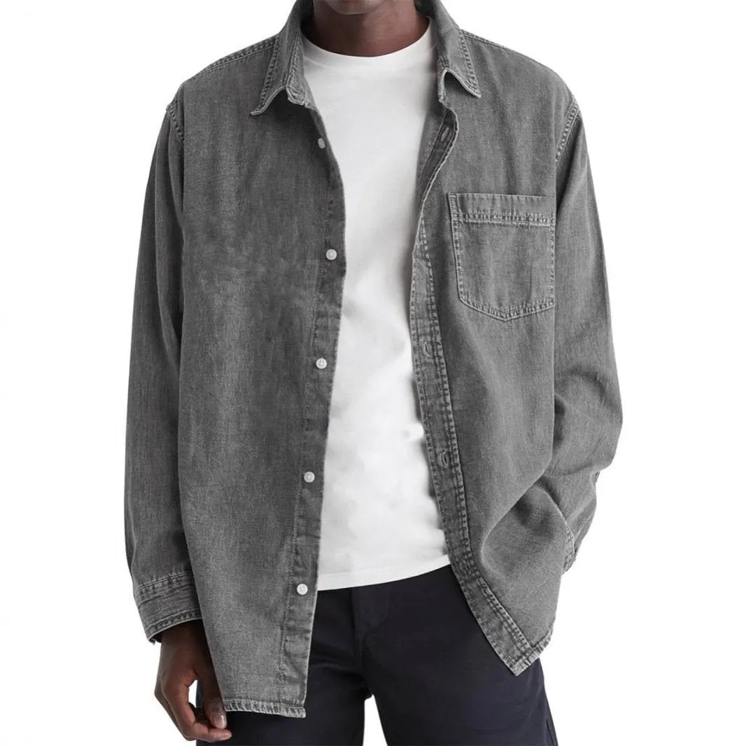 Men's Solid Color Lapel Long Sleeve Casual Shirt 40085650Z sold by Manly product image thumbnail 4