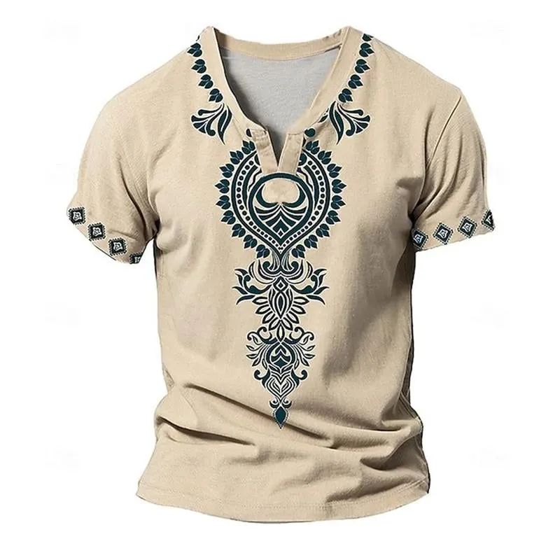 Men's Loose Printed Small V-Neck Short Sleeve T-Shirt 86134685X sold by Manly