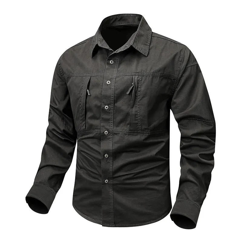 Men's Solid Pocket Lapel Long Sleeve Shirt 68243018X sold by Manly product image thumbnail 4