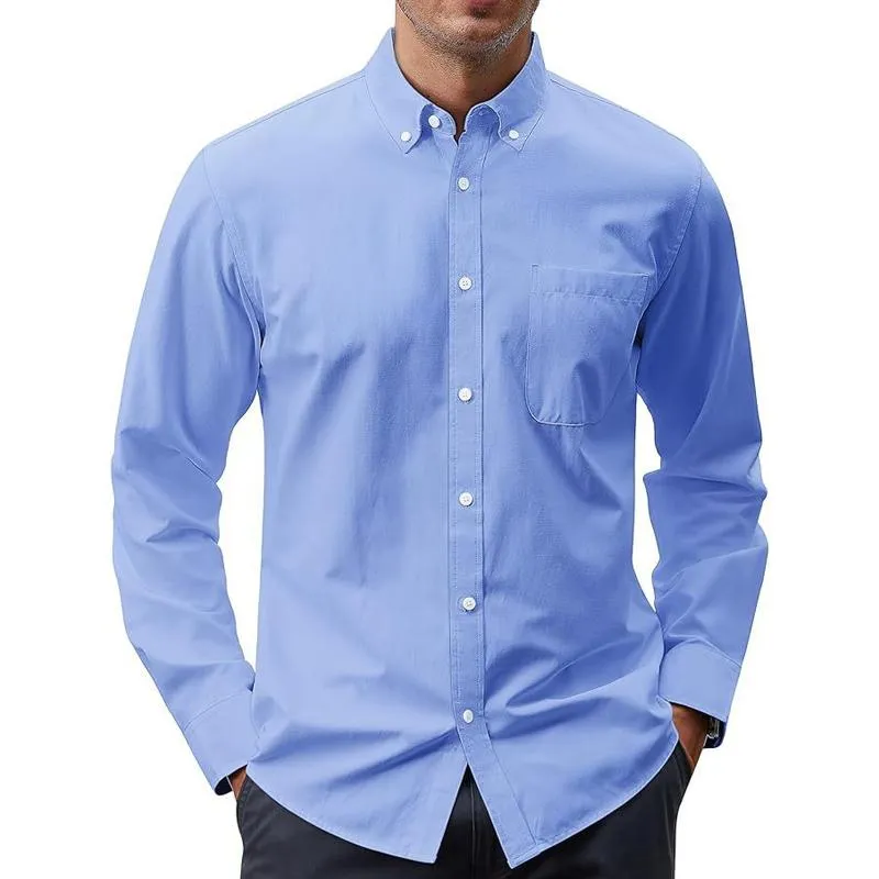 Men's Solid Color Long Sleeve Casual Shirt 42182872X sold by Manly