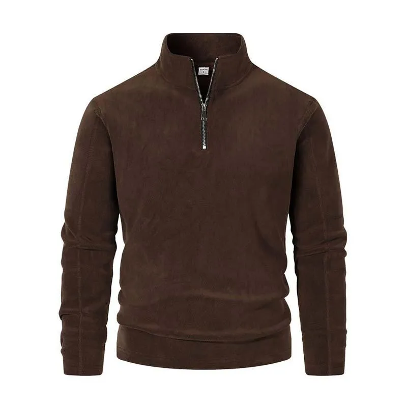 Men's Classic Casual Stand Collar Half Zip Long Sleeve Polar Fleece Sweatshirt 87603947K sold by Manly