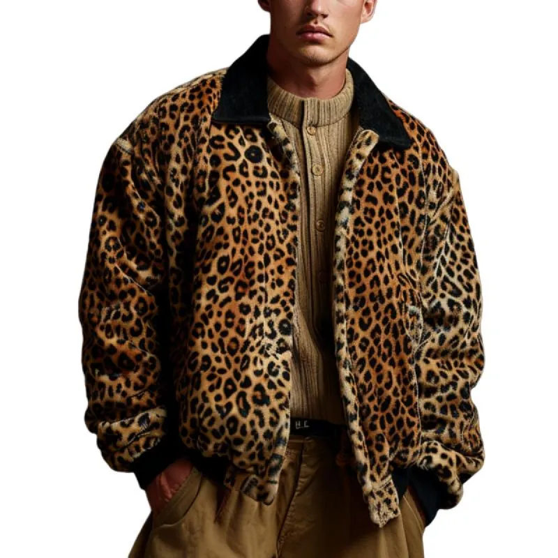 Men's Leopard Print Lapel Jacket 56088041F sold by Manly