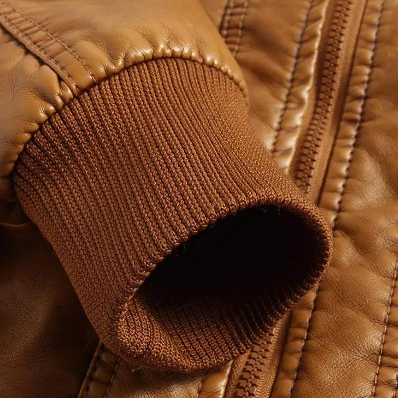 Men's Hooded Fleece Leather Jacket 24934542F sold by Manly product image thumbnail 4