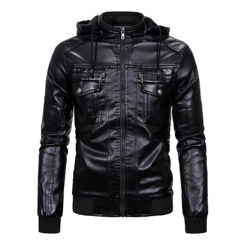 Men's Hooded Fleece Leather Jacket 24934542F sold by Manly product image thumbnail 2