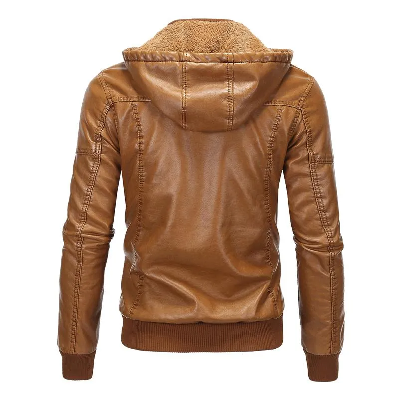 Men's Hooded Fleece Leather Jacket 24934542F sold by Manly product image thumbnail 3