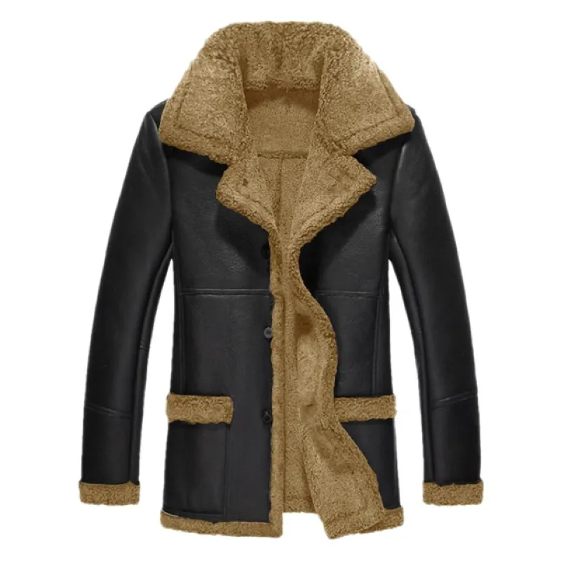 Men's Mid-length Lapel Suede Warm Jacket 00097738F sold by Manly