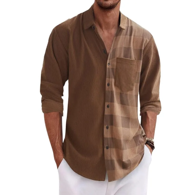 Men's Corduroy Lapel Long-sleeved Shirt 66051713F sold by Manly