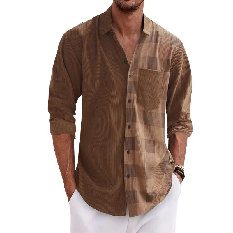 Men's Corduroy Lapel Long-sleeved Shirt 66051713F sold by Manly