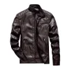 Men's Distressed Stand Collar Leather Jacket 91587482F sold by Manly