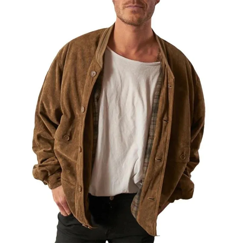 Men's Casual Crew Neck Suede Jacket 00327045F sold by Manly