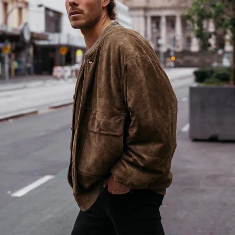 Men's Casual Crew Neck Suede Jacket 00327045F sold by Manly product image thumbnail 4