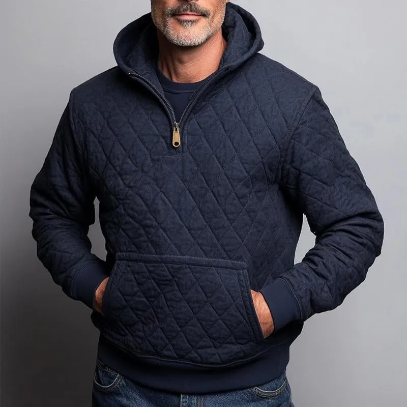 Men's Retro Casual Solid Color Diamond Zipper Hooded Sweatshirt 63598007TO sold by Manly product image thumbnail 2